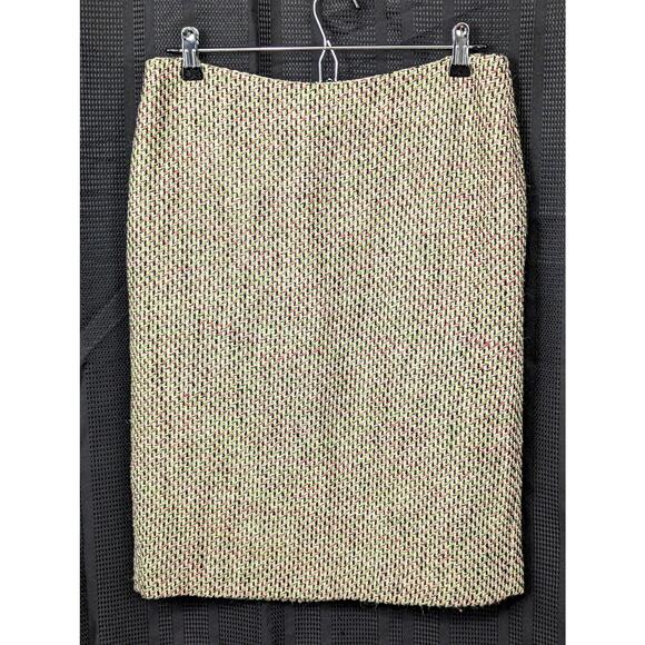 TALBOTS! NUBBY TWEED WEAVE! B & W W/SALMON & MINT SKIRT! SZ 8 - Picture 2 of 6